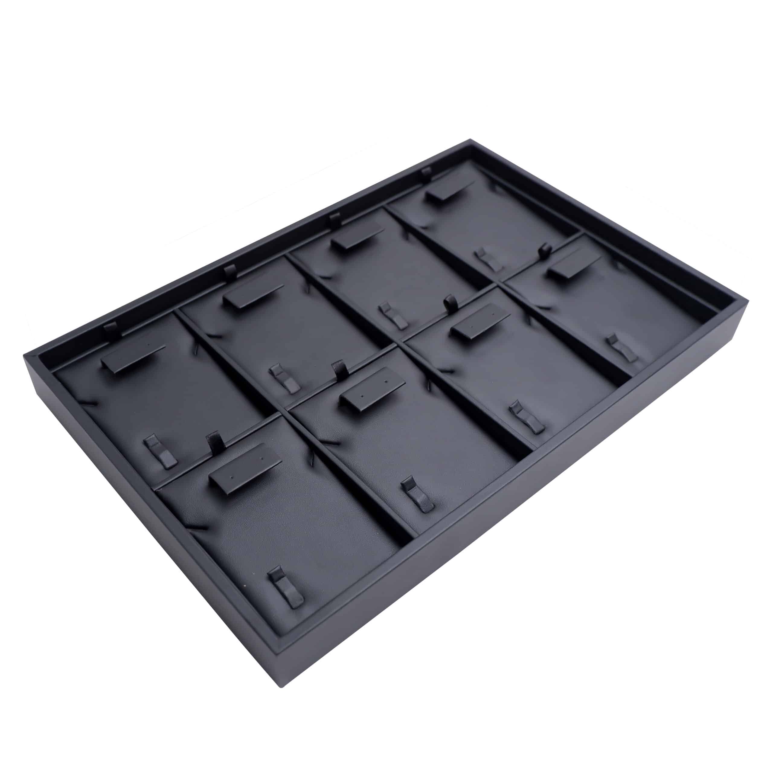 black leather earring and ring set tray