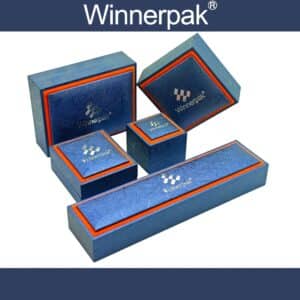 ST01 luxury jewelry box blue maple leaf pattern with metal hinge