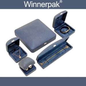 Navy blue leatherette jewelry boxes RL08
