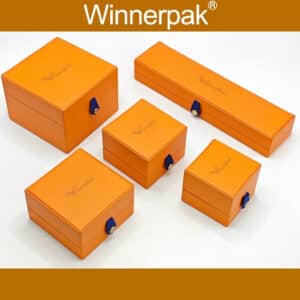 luxury orange leather boxes for jewelry packaging