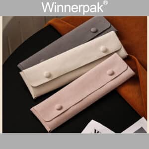 Wholesale luxury microfiber suede jewelry pouches with snap button closure Winnerpak SQ-05