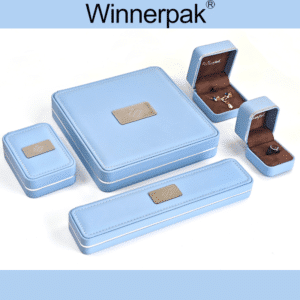 RL29 sky blue leather jewelry box collection is ideal for jewelry brands looking for custom luxury jewelry boxes wholesale and premium branded jewelry packaging.
